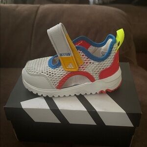 Adidas Kids' White and Red Mesh Sneakers